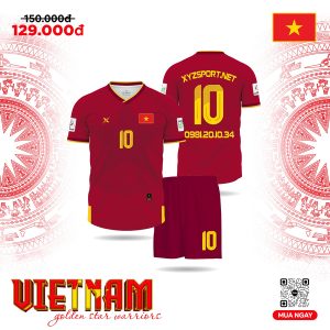 Mẫu Áo Đấu Đội Tuyển Việt Nam Màu Đỏ Đô – Thiết Kế Cảm Hứng Trống Đồng