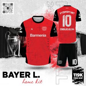 Bộ Quần Áo Thể Thao Bayer L. Home Kit Màu Đỏ