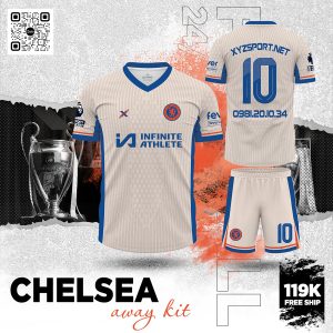 Mẫu Áo Bóng Đá Chelsea Away Kit Màu Kem