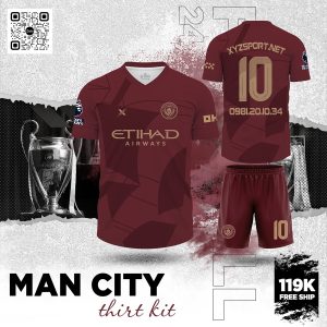 Bộ Đồ Áo Đấu Man City Third Kit 2025 - Màu Đỏ Đô Sang Trọng