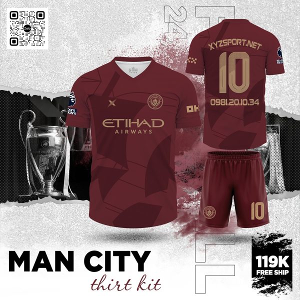 Bộ Đồ Áo Đấu Man City Third Kit 2025 - Màu Đỏ Đô Sang Trọng