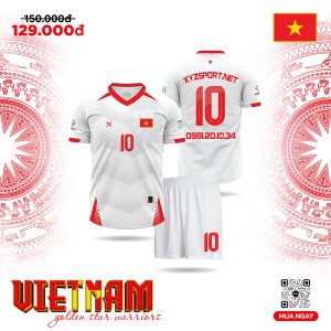 Bộ Quần Áo Bóng Đá Đội Tuyển Việt Nam Màu Trắng