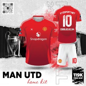 Manchester United Home Kit Màu Đỏ Tuyền Thống Mạnh Mẽ