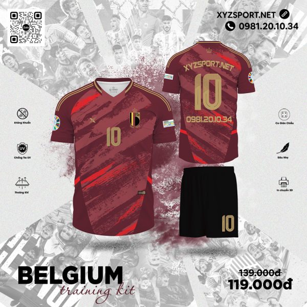 Mẫu Thiết Kế Belgium Training Kit Màu Đỏ Đô