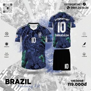 Mẫu Áo Brazil Training Kit Màu Đen Họa Tiết Nổi Bật