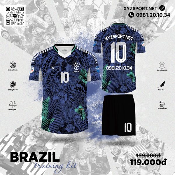 Mẫu Áo Brazil Training Kit Màu Đen Họa Tiết Nổi Bật