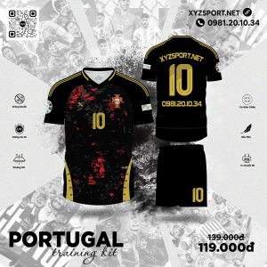 Mẫu Áo Đổi Tuyển PORTUGAL Training Kit Màu Đen Huyền Bí