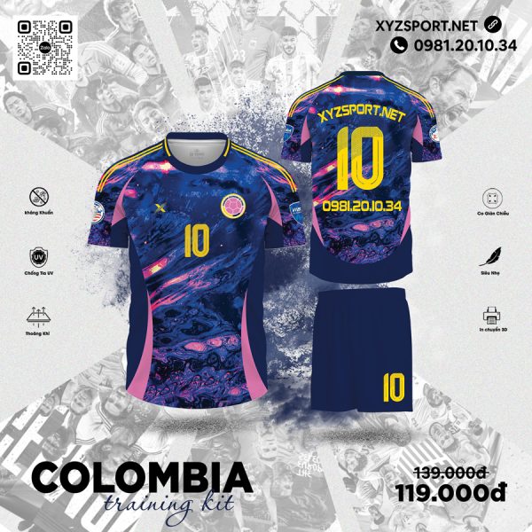 Mẫu Thiết Kế Colombia Training Kit Màu Tím Than Nổi Bật