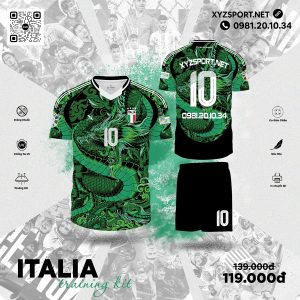 Áo Thể Thao Italia Training Kit Màu Xanh Két - Họa Tiết Rồng Cá Tính