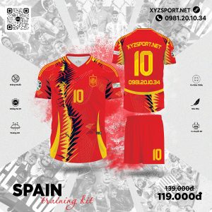 Áo Bóng Đá Training Kit Tây Ban Nha Màu Đỏ Nhiệt Huyết