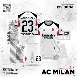 Bộ Quần Áo Bóng Đá AC Milan Sân Khách 2025-2026 Màu Trắng Thể Thao Đẳng Cấp
