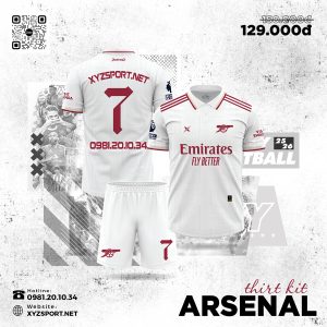 Mẫu Áo Đấu Arsenal 2025–2026 Third Kit Màu Trắng Phối Đỏ Đô