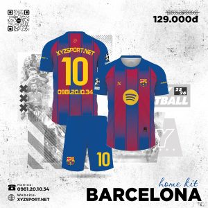 Áo Bóng Đá Barcelona Sân Nhà Màu Xanh Bích 25/26