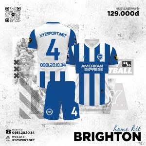 Bộ Đồ Bóng Đá Brighton Sân Nhà Màu Xanh Bích 2025/26