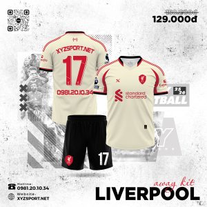 Áo Bóng Đá Liverpool Sân Khách 2025/26 Vàng Kem