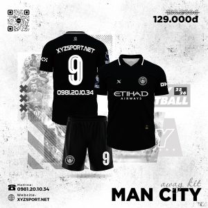 Bộ Quần Áo Bóng Đá Man City Away Kit 25/26 - Màu Đen