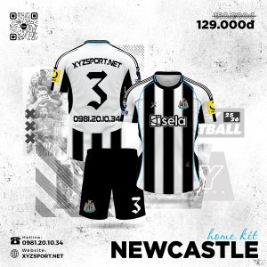 Mẫu Áo Đấu Bóng Đá Newcastle United 25/26 Sân Nhà Màu Trắng Phối Đen Nổi Bật