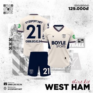 Áo Đấu West Ham Third 2025/26 Màu Kem – Thiết Kế Tối Giản, Đậm Chất Lịch Lãm