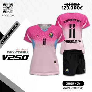 Áo Bóng Chuyền Nữ V250 Màu Hồng Pastel Ombre Thể Thao