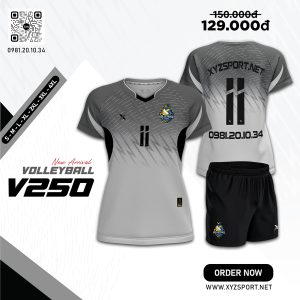 Bộ Quần Áo Bóng Chuyền V250 Màu Xám Độc Lạ