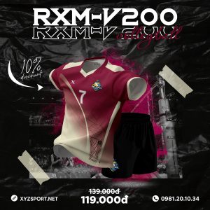 Đồng Phục Bóng Chuyền RXM-V200  Màu Đỏ Đô Sang Trọng
