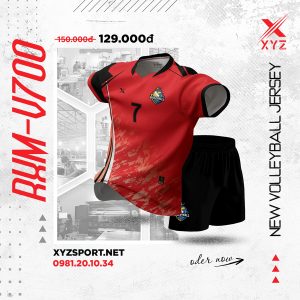 Áo Đấu Bóng Chuyền V700 Màu Đỏ Nổi Bật