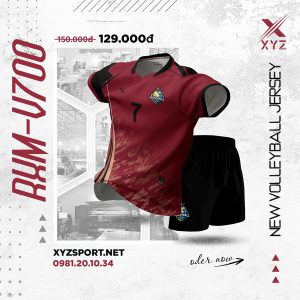 Đồng Phục Bóng Chuyền V700 Màu Đỏ Đô Cá Tính