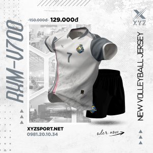 Mẫu Áo Bóng Chuyền RXM-V700 Màu Trắng  – Phong Cách Hiện Đại, Tối Ưu Vận Động