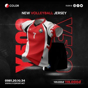 Bộ Đồng Phục Bóng Chuyền Màu Đỏ Năng Lượng V500
