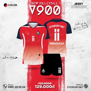 Áo Bóng Chuyền V900 Đỏ Gradient – Năng Động Và Hiện Đại