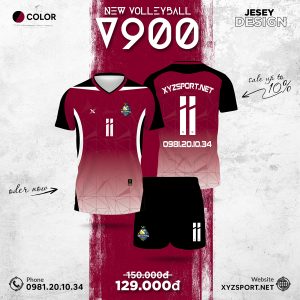 Áo Bóng Chuyền V900 Màu Đỏ Đô Cá Tính Cho Vận Động Mạnh Mẽ